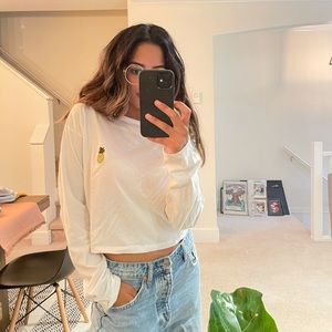 Forever21 white pineapple long sleeve shirt